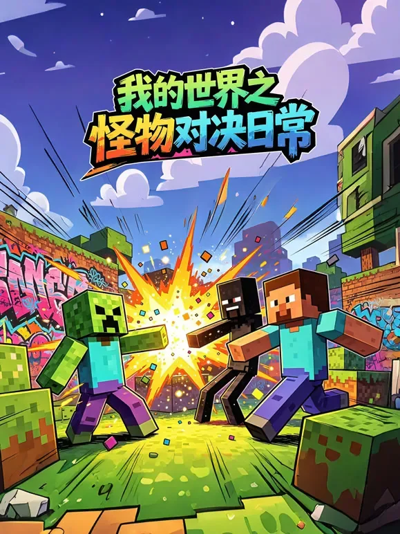 我的世界之怪物对决日常动漫海报