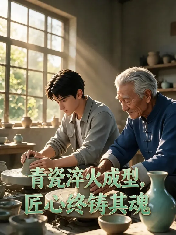 青瓷淬火成型，匠心终铸其魂动漫海报