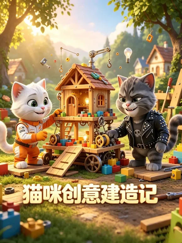 猫咪创意建造记动漫海报