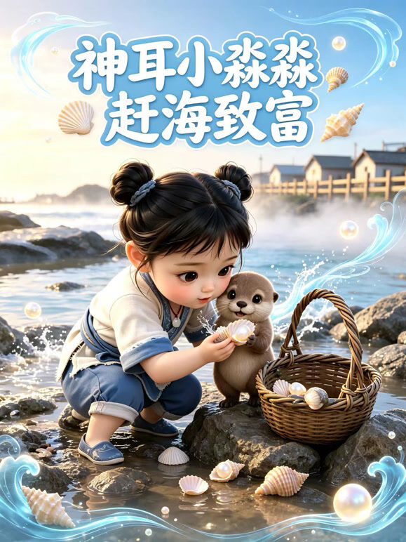 神耳小淼淼赶海致富
