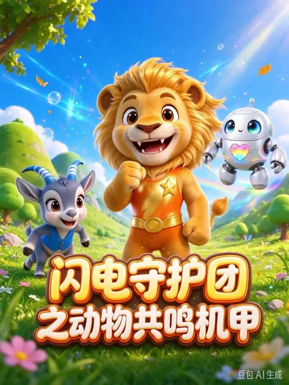 闪电守护团之动物共鸣机甲动漫海报