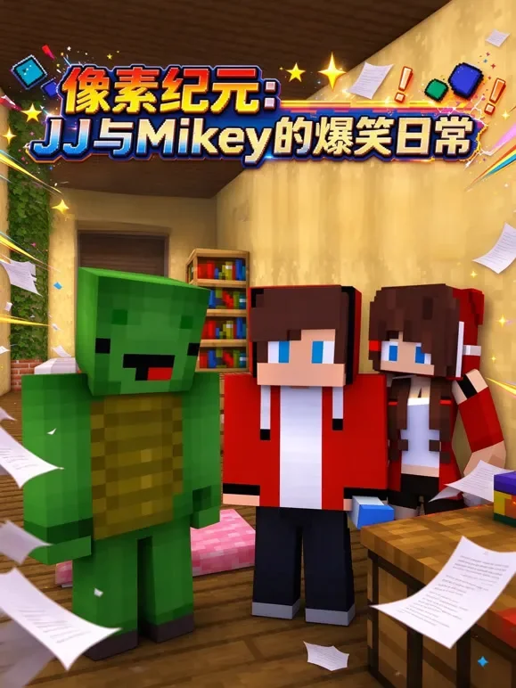 像素纪元：JJ与Mikey的爆笑日常动漫海报
