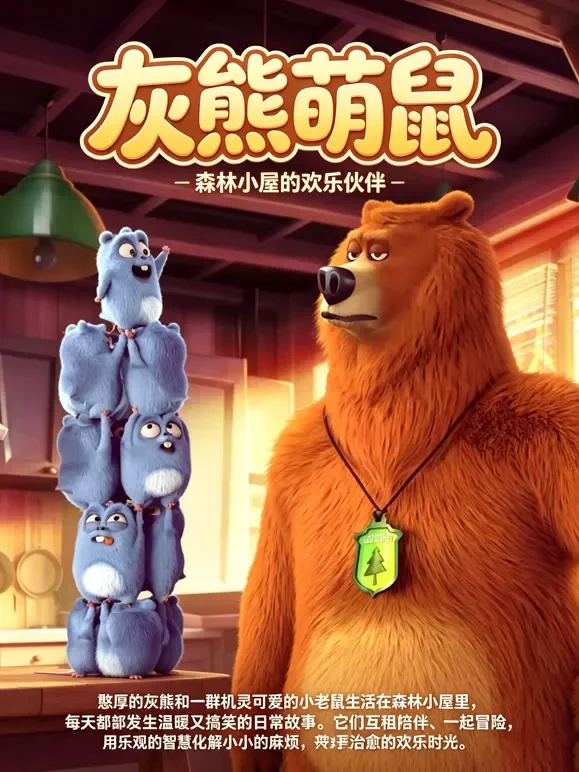 灰熊萌鼠动漫海报