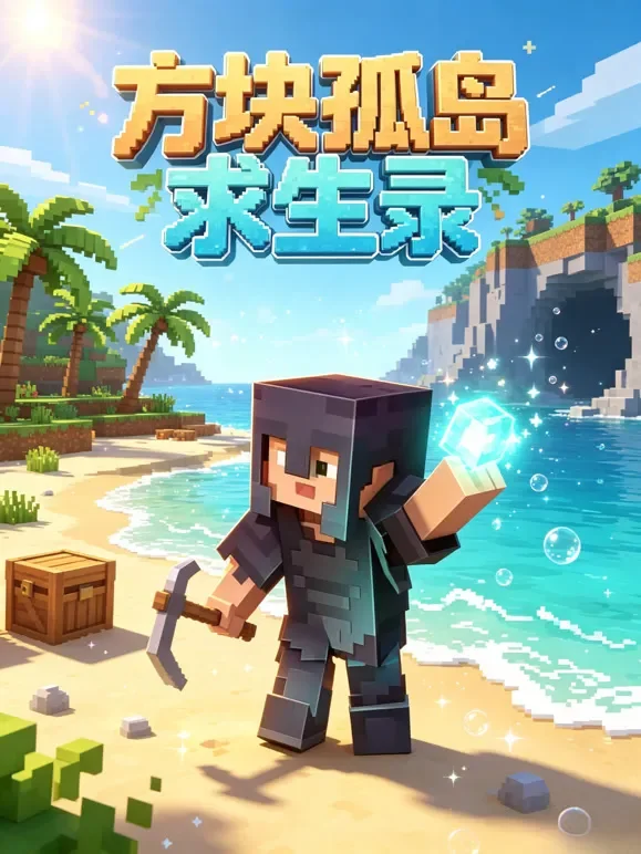 方块孤岛求生录动漫海报