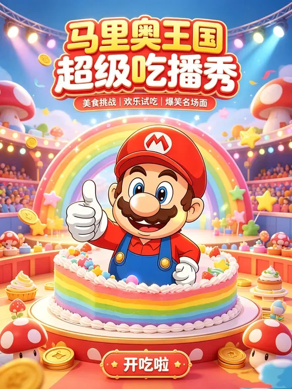 马里奥王国超级吃播秀动漫海报
