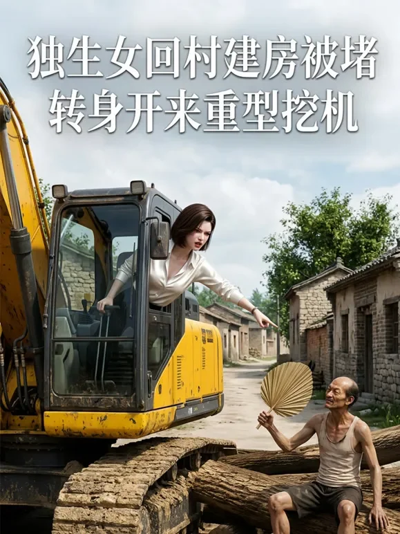 独生女回村建房被堵，转身开来重型挖机动漫海报