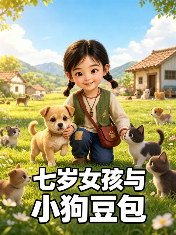 七岁女孩与小狗豆包