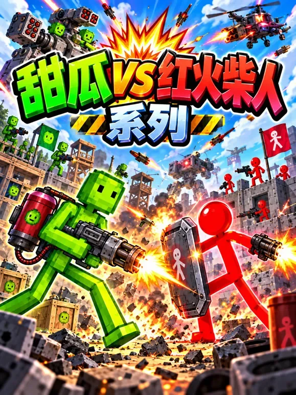 甜瓜 vs 红火柴人系列动漫海报