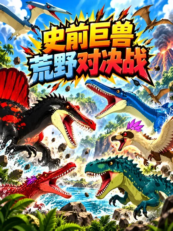 史前巨兽荒野对决战动漫海报