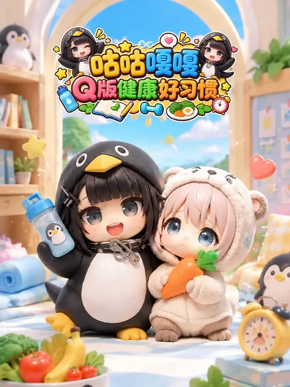 咕咕嘎嘎Q版健康好习惯动漫海报