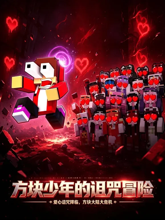 方块少年的诅咒冒险动漫海报