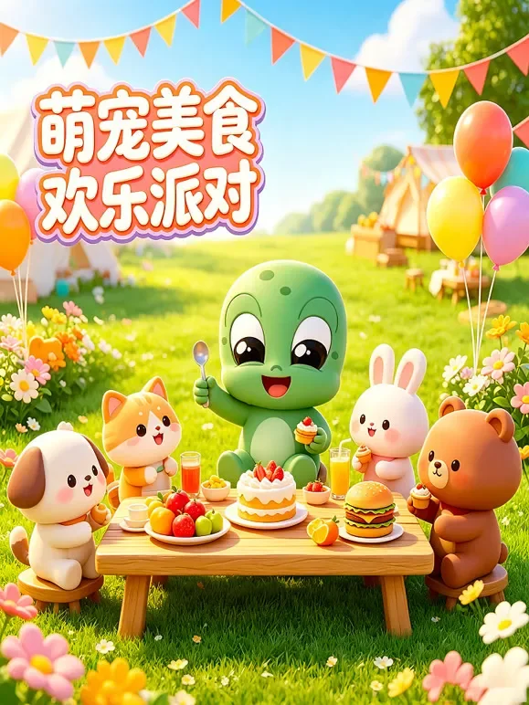 萌宠美食欢乐派对动漫海报