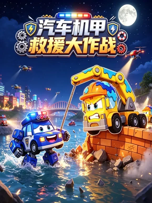 汽车机甲救援大作战动漫海报