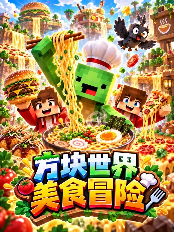 方块世界美食冒险动漫海报