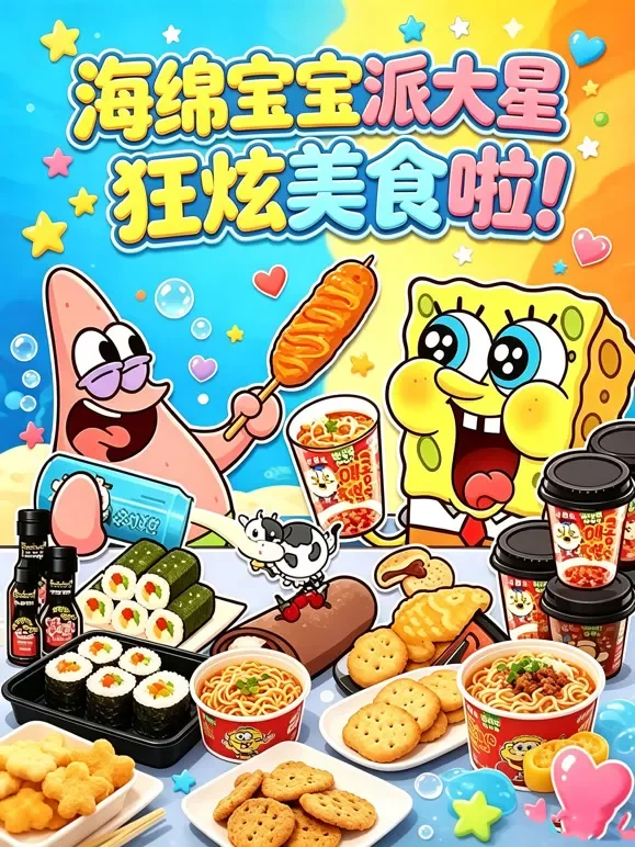 海绵宝宝派大星狂炫美食啦！动漫海报