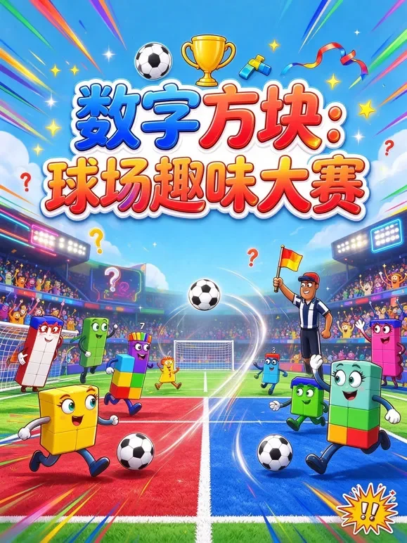 数字方块：球场趣味大赛动漫海报