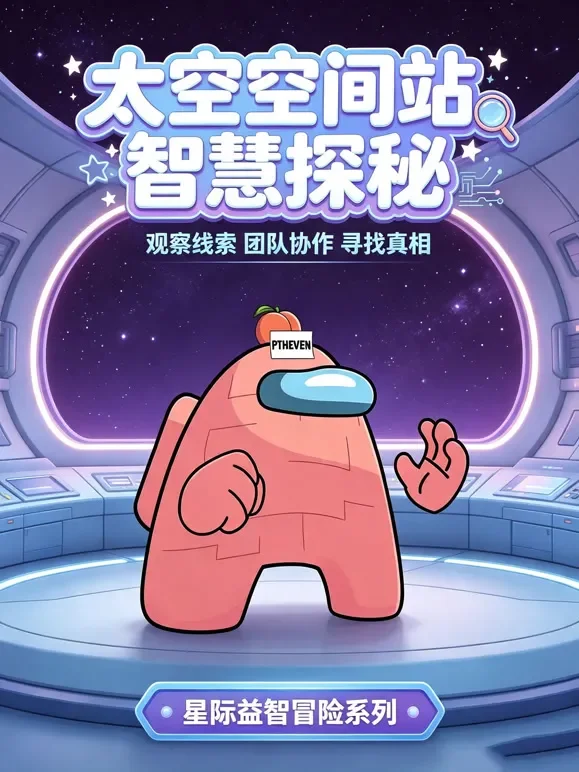 太空空间站智慧探秘动漫海报