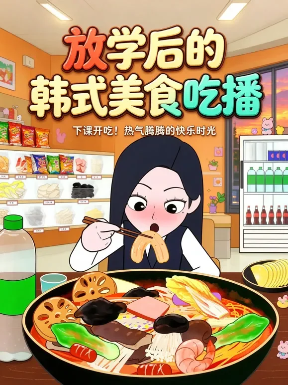 放学后的韩式美食吃播动漫海报