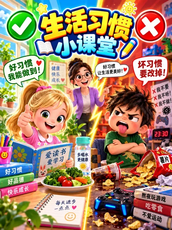 生活习惯小课堂动漫海报