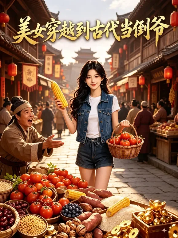 美女穿越到古代当倒爷动漫海报