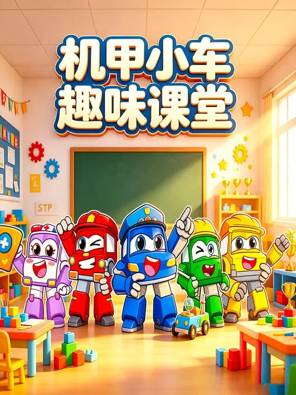机甲小车趣味课堂动漫海报