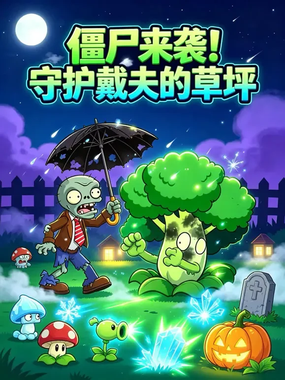 僵尸来袭！守护戴夫的草坪动漫海报