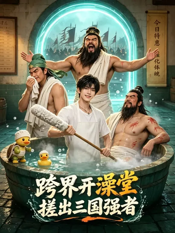 跨界开澡堂，搓出三国强者动漫海报