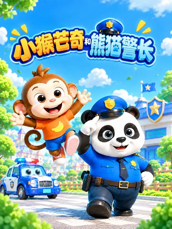 小猴芒奇和熊猫警长动漫海报