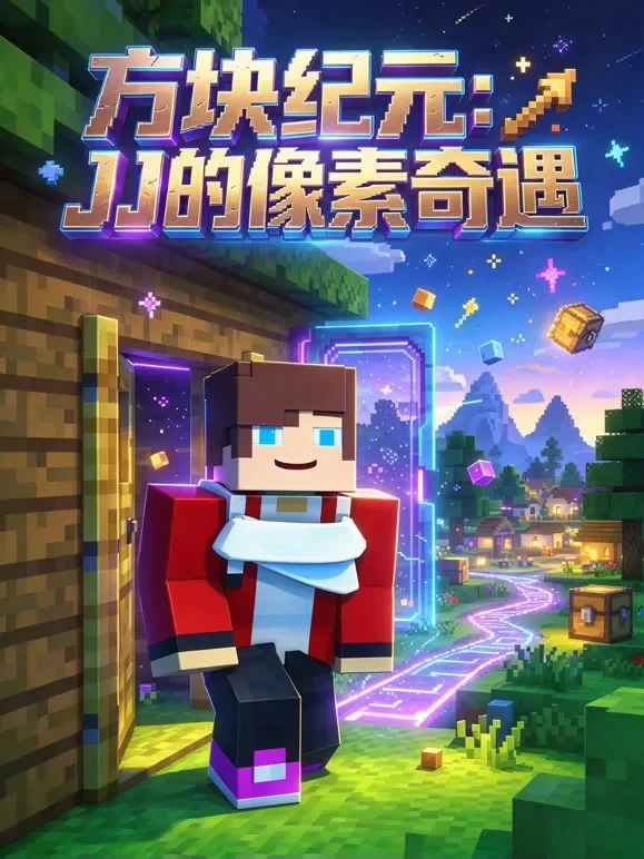 方块纪元：JJ的像素奇遇动漫海报