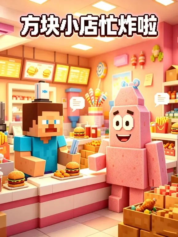 方块小店忙炸啦动漫海报