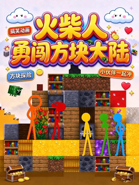 火柴人勇闯方块大陆动漫海报