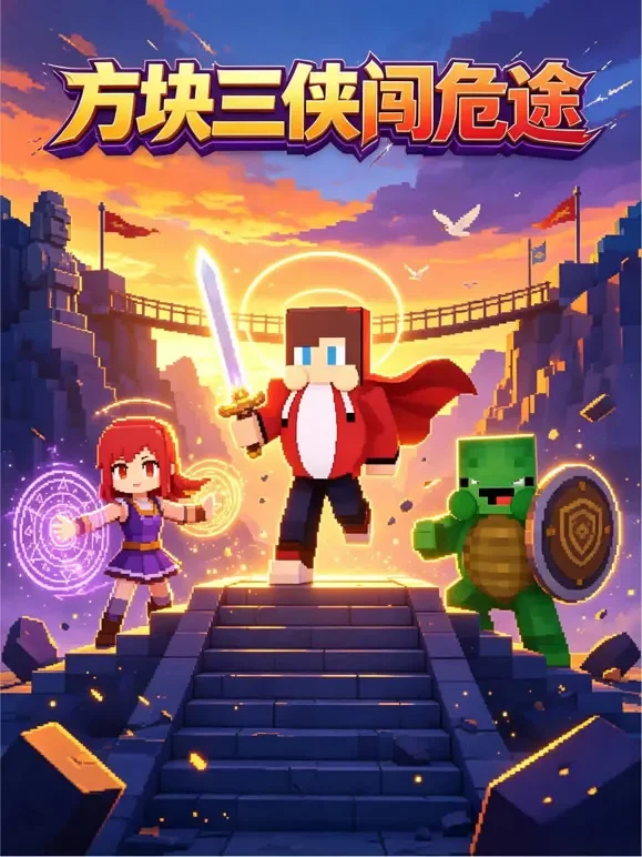 方块三侠闯危途动漫海报