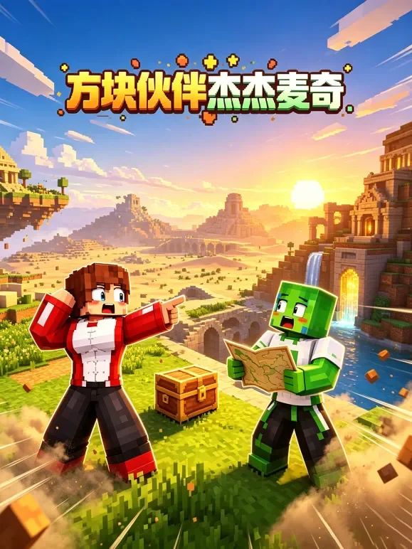 方块伙伴杰杰麦奇动漫海报