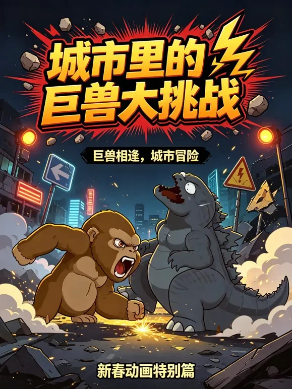 城市里的巨兽大挑战动漫海报