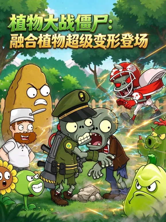 植物大战僵尸：融合植物超级变形登场动漫海报