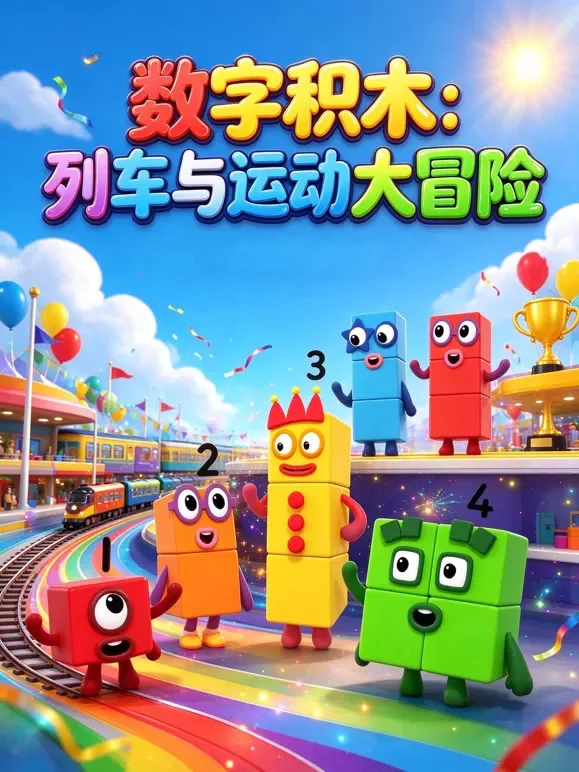 数字积木：列车与运动大冒险动漫海报