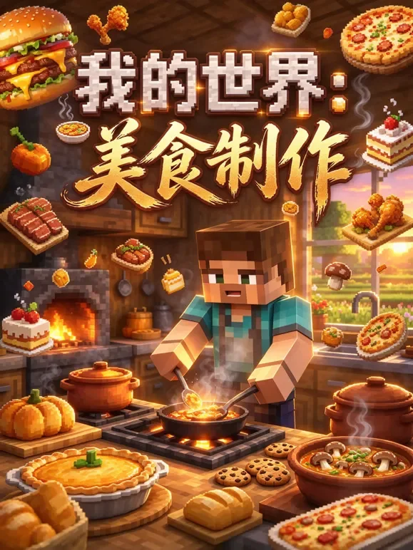 我的世界：美食制作动漫海报