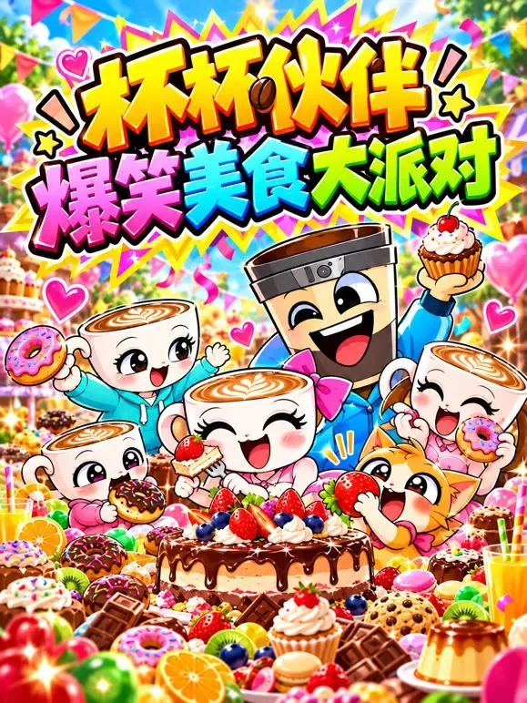 杯杯伙伴爆笑美食大派对动漫海报