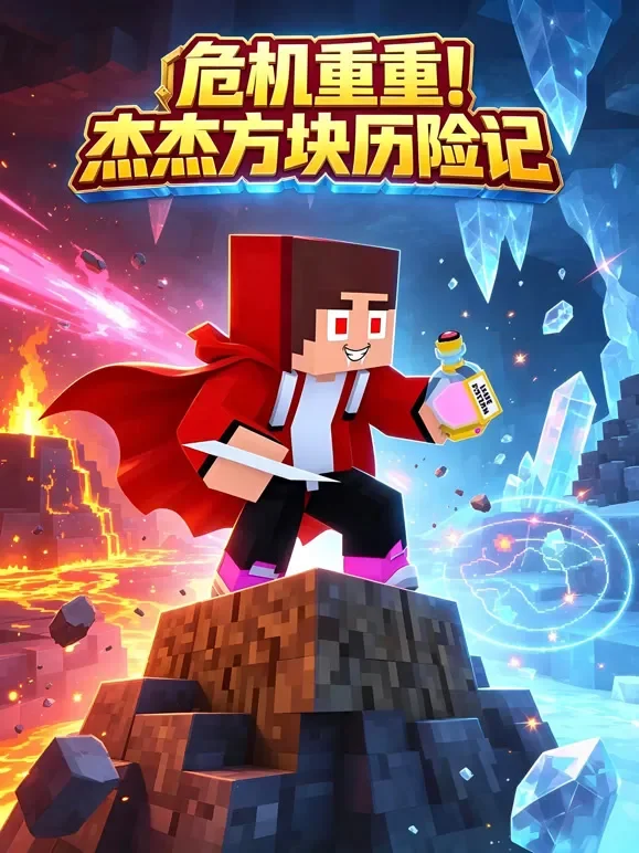 危机重重！杰杰方块历险记动漫海报