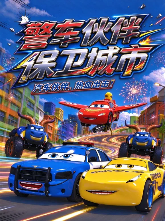 警车伙伴保卫城市动漫海报