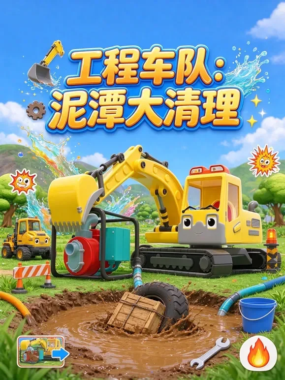 工程车队：泥潭大清理动漫海报