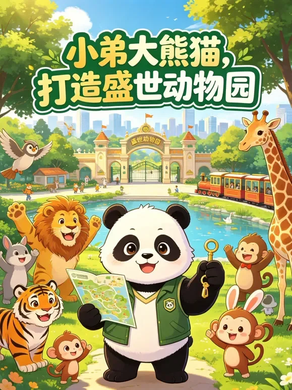 小弟大熊猫，打造盛世动物园动漫海报