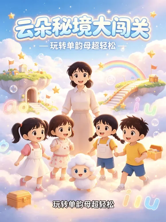 云朵秘境大闯关！玩转单韵母超轻动漫海报