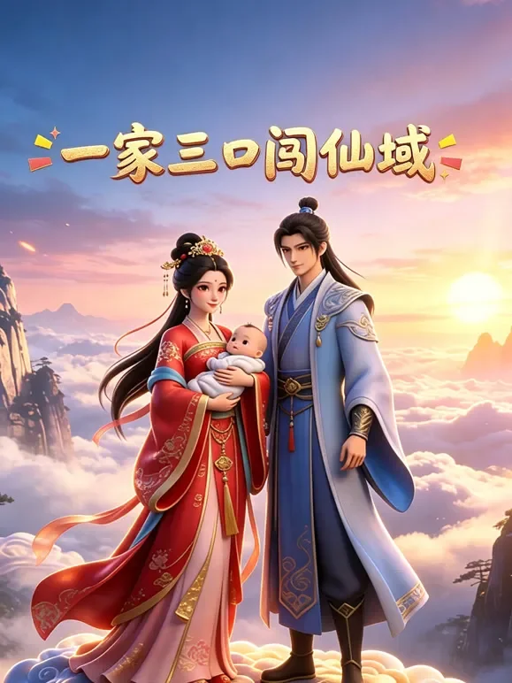 一家三口闯仙域动漫海报