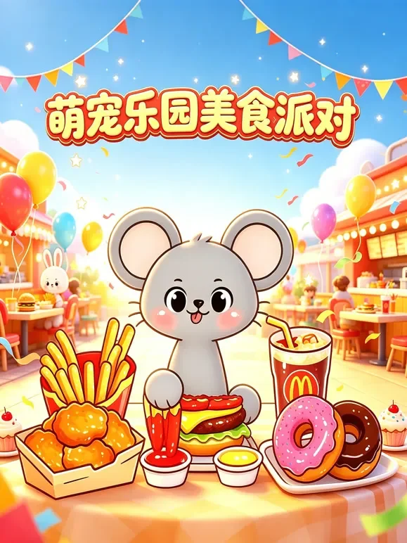萌宠乐园美食派对动漫海报