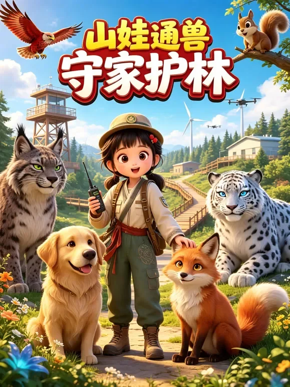 山娃通兽，守家护林动漫海报