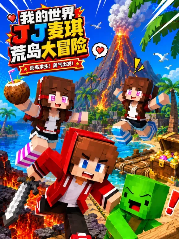 我的世界JJ麦琪荒岛大冒险动漫海报