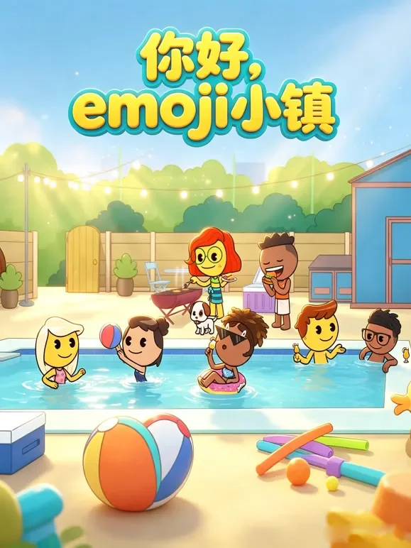 你好，emoji小镇动漫海报