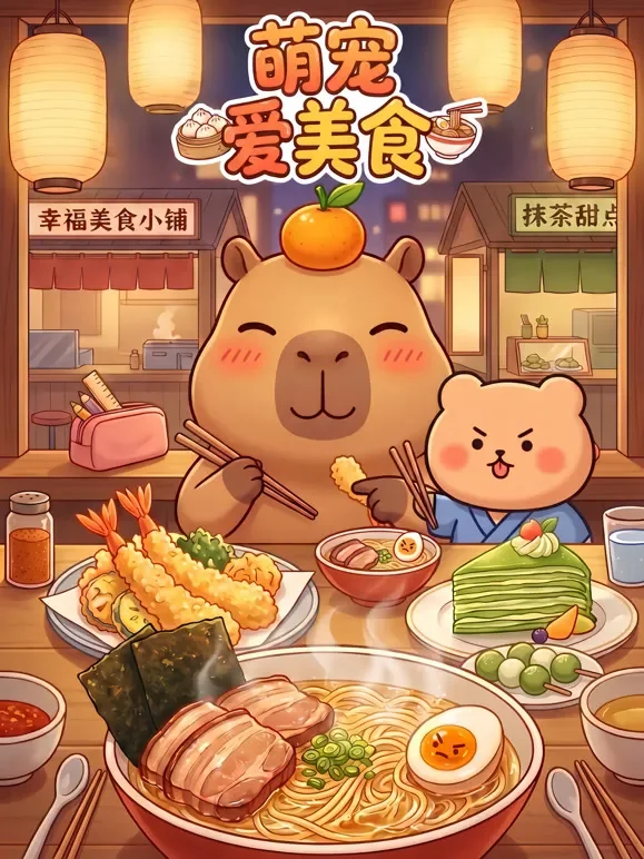 萌宠爱美食动漫海报