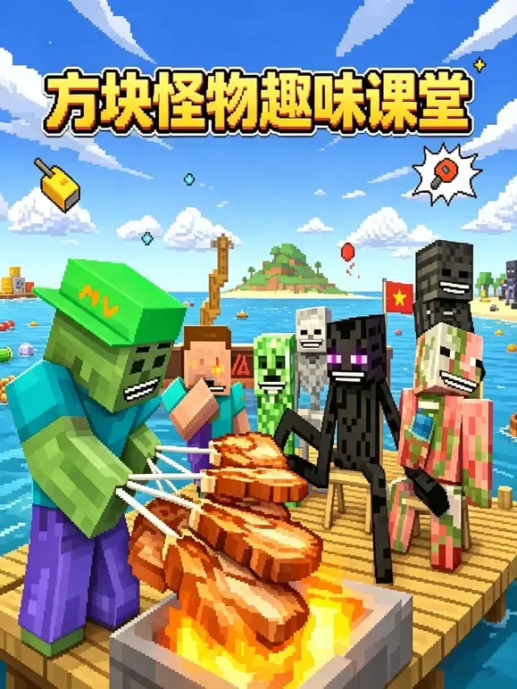 方块怪物趣味课堂动漫海报